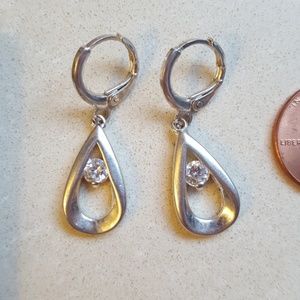 Sterling silver, 925, earrings, pierced CZ, used